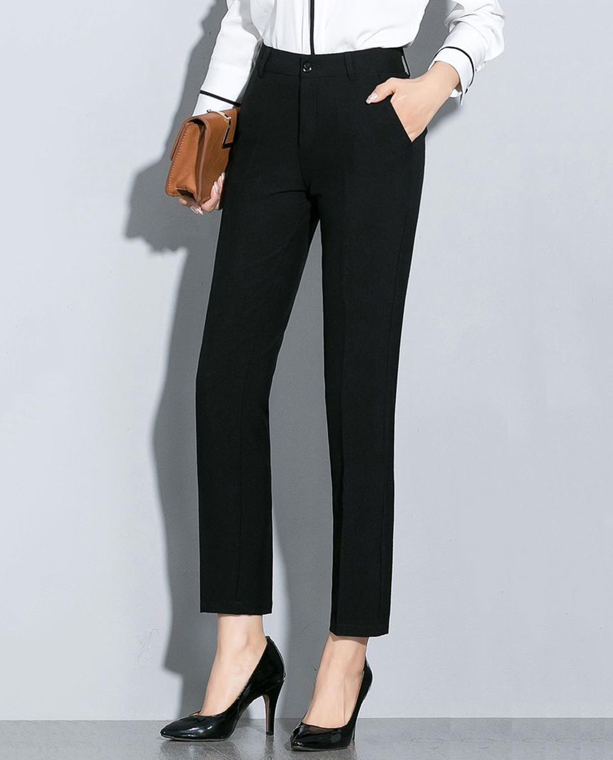 Buy Broadstar Women Dark Grey HighRise Straight Fit Formal Trousers at  Amazonin